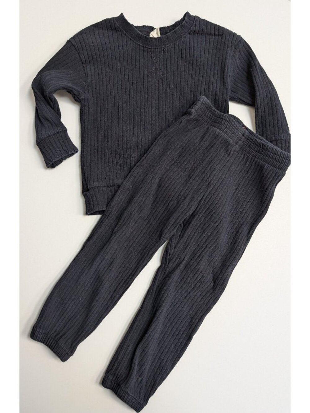 Kate Quinn Organic Cotton Wide Rib Black Jogger Set 2T Spooky